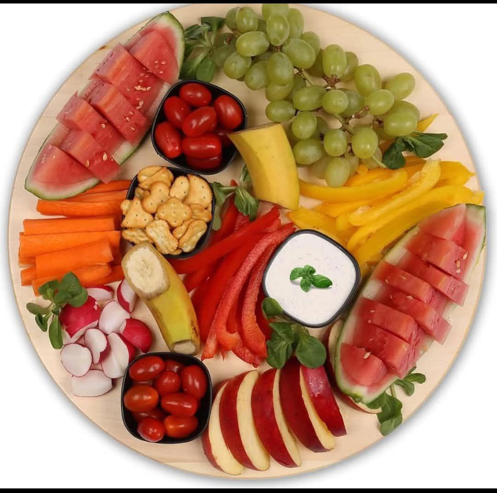 صنيه تقديم خشب بامبو ٤٥ سم بقاعده خشب